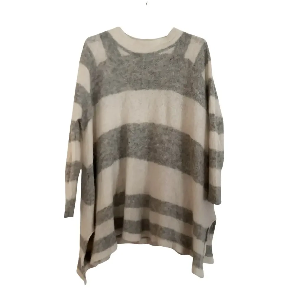 FREE PEOPLE Lafayette Alpaca Striped Tunic Sweater Dress Gray Cream XS S